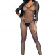 Бодістокінг Leg Avenue V Front Bodystocking One size Black, дрібна сітка, доступ Бодістокінг Leg Avenue V Front Bodystocking One size Black, дрібна сітка, доступ