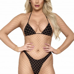 Бодістокінг у велику сітку Leg Avenue Long Sleeved Bodystocking One size Nude, довгий рукав