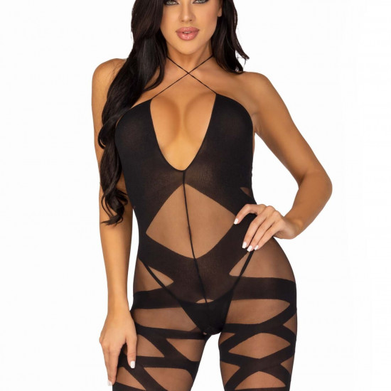Бодістокінг Leg Avenue Illusion halter bodystocking One size Black, доступ Бодістокінг Leg Avenue Illusion halter bodystocking One size Black, доступ