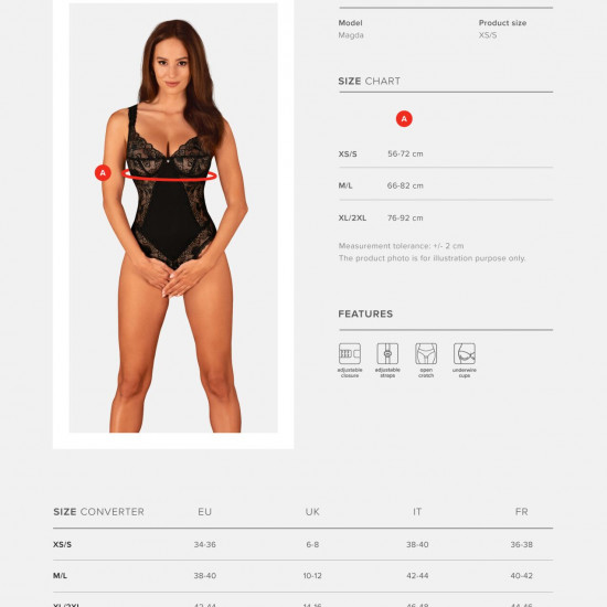 Obsessive Donna Dream crotchless teddy XL/2XL Obsessive Donna Dream crotchless teddy XL/2XL