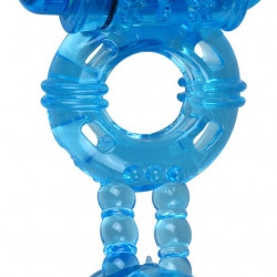 Ерекційне віброкільце Alive: Double Ding Ring Blue, два мотори