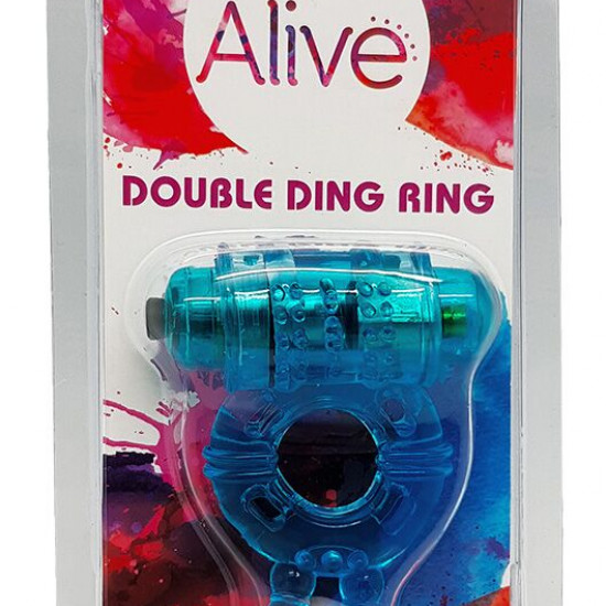 Ерекційне віброкільце Alive Double Ding Ring Blue Ерекційне віброкільце Alive Double Ding Ring Blue