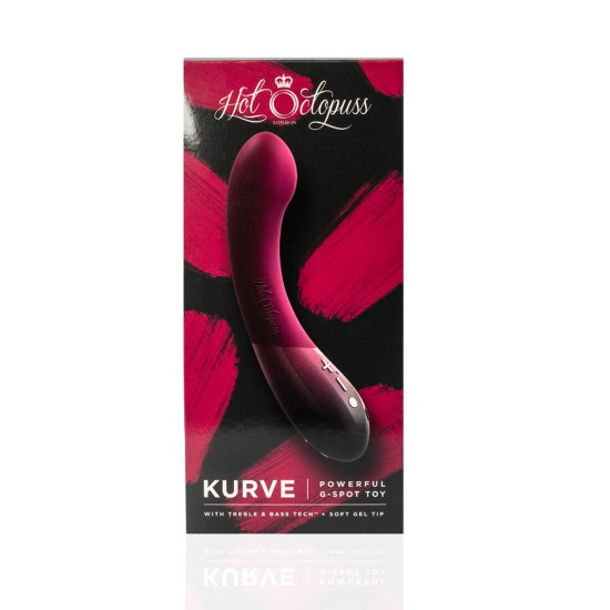 Вібратор для точки G Hot Octopuss KURVE, Treble and Bass Technology, 2 мотори, м’який кінчик Вібратор для точки G Hot Octopuss KURVE, Treble and Bass Technology, 2 мотори, м’який кінчик