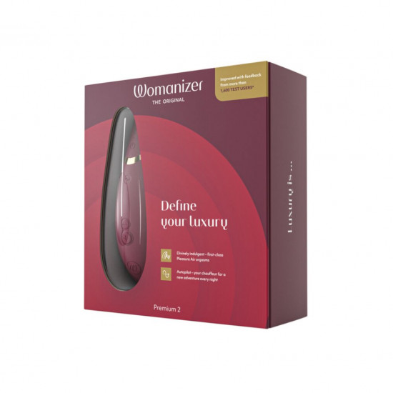 Вакуумный клиторальный стимулятор Womanizer Premium 2 - Bordeaux, функции Autopilot и Smart Silence