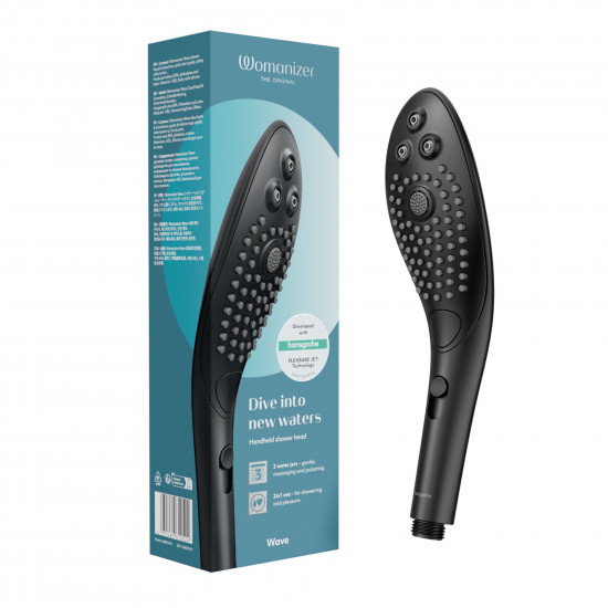 Насадка-стимулятор для душу 2в1 Womanizer Wave Black, масажер для інтимних зон Насадка-стимулятор для душу 2в1 Womanizer Wave Black, масажер для інтимних зон
