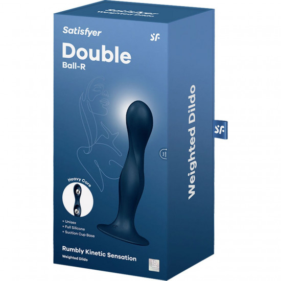 Дилдо Satisfyer Double Ball-R Dark Blue, унісекс, рухомі кульки всередині, на присосці Дилдо Satisfyer Double Ball-R Dark Blue, унісекс, рухомі кульки всередині, на присосці