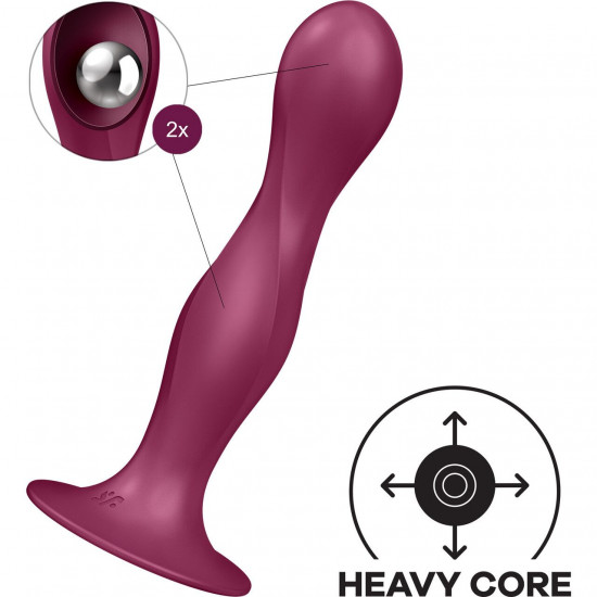 Дилдо Satisfyer Double Ball-R Red, унісекс, рухомі кульки всередині, на присосці Дилдо Satisfyer Double Ball-R Red, унісекс, рухомі кульки всередині, на присосці
