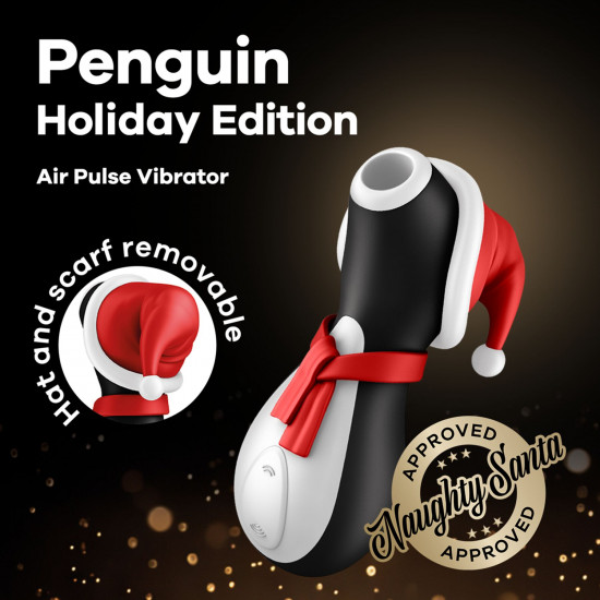 Вакуумний кліторальний стимулятор Satisfyer Penguin Holiday Edition, у шапочці та шарфі Вакуумний кліторальний стимулятор Satisfyer Penguin Holiday Edition, у шапочці та шарфі