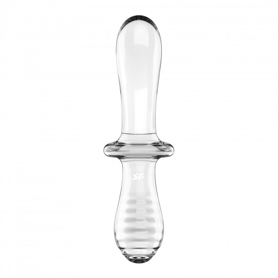 Двосторонній скляний дилдо Satisfyer Double Crystal Transparent, боросилікатне скло, унісекс Двосторонній скляний дилдо Satisfyer Double Crystal Transparent, боросилікатне скло, унісекс