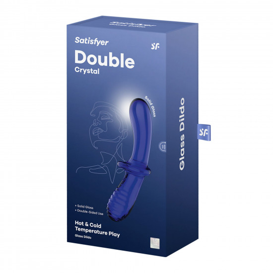 Двосторонній скляний дилдо Satisfyer Double Crystal Light blue, боросилікатне скло, унісекс Двосторонній скляний дилдо Satisfyer Double Crystal Light blue, боросилікатне скло, унісекс