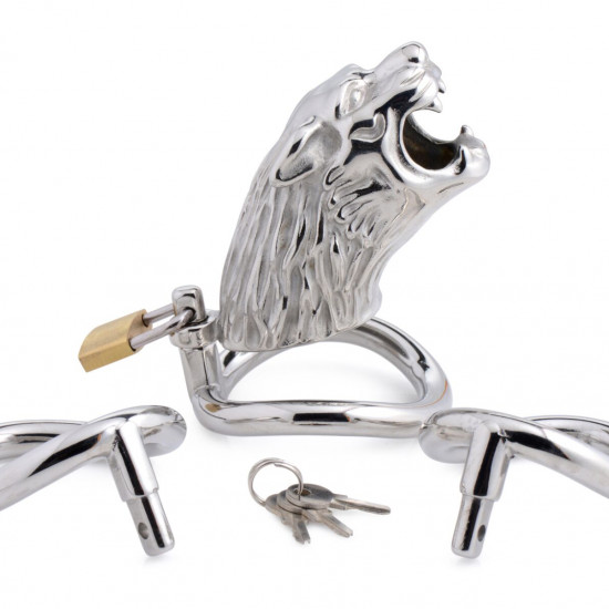 Клітка для пеніса Master Series: Tiger King Cock Cage With Lock, три кільця, замок, три ключі Клітка для пеніса Master Series: Tiger King Cock Cage With Lock, три кільця, замок, три ключі
