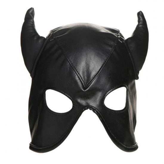 Маска з рогами Master Series: Dungeon Demon Bondage Mask with Horns, чорна Маска з рогами Master Series: Dungeon Demon Bondage Mask with Horns, чорна