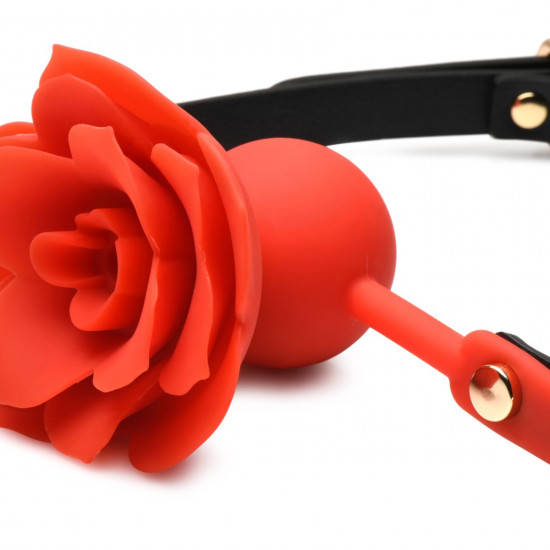 Силіконовий кляп з трояндою Master Series: Blossom Silicone Rose Gag – Red Силіконовий кляп з трояндою Master Series: Blossom Silicone Rose Gag – Red