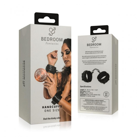 Наручники Bedroom Fantasies: Faux Leather Handcuffs One Size, чорні Наручники Bedroom Fantasies: Faux Leather Handcuffs One Size, чорні