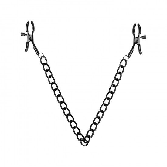 Затискачі для сосків Bedroom Fantasies Nipple Clamps with Chain - Black Затискачі для сосків Bedroom Fantasies Nipple Clamps with Chain - Black