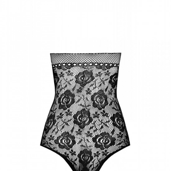 Бодістокінг з імітацією корсетної шнурівки Passion BS094 One Size, black, квітковий візерунок, з дос Бодістокінг з імітацією корсетної шнурівки Passion BS094 One Size, black, квітковий візерунок, з дос