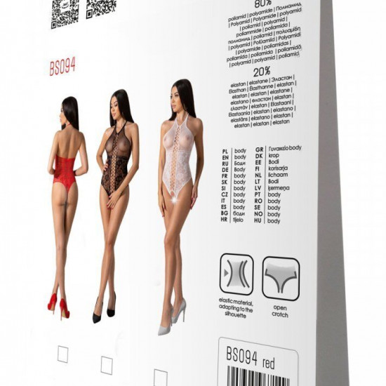 Бодістокінг з імітацією корсетної шнурівки Passion BS094 One Size, red, квітковий візерунок, з досту Бодістокінг з імітацією корсетної шнурівки Passion BS094 One Size, red, квітковий візерунок, з досту