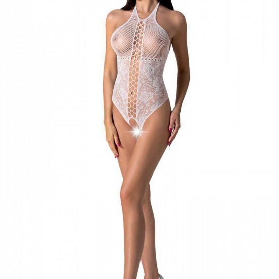 Бодістокінг з імітацією корсетної шнурівки Passion BS094 One Size, white, квітковий візерунок, з дос Бодістокінг з імітацією корсетної шнурівки Passion BS094 One Size, white, квітковий візерунок, з дос