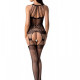 Бодістокінг з безліччю бретелей Passion BS095 One Size, black, імітація пояса та панчіх, з доступом Бодістокінг з безліччю бретелей Passion BS095 One Size, black, імітація пояса та панчіх, з доступом