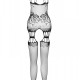 Бодістокінг з безліччю бретелей Passion BS095 One Size, white, імітація пояса та панчіх, з доступом Бодістокінг з безліччю бретелей Passion BS095 One Size, white, імітація пояса та панчіх, з доступом