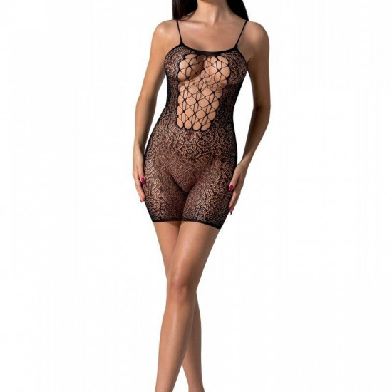 Ажурна мінісукня на тонких бретелях Passion BS096 One Size, black, плетіння на грудях Ажурна мінісукня на тонких бретелях Passion BS096 One Size, black, плетіння на грудях