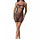 Ажурна мінісукня на тонких бретелях Passion BS096 One Size, black, плетіння на грудях Ажурна мінісукня на тонких бретелях Passion BS096 One Size, black, плетіння на грудях