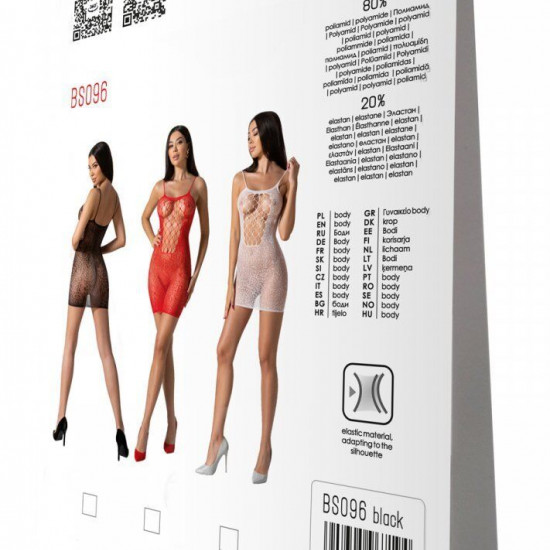 Ажурна мінісукня на тонких бретелях Passion BS096 One Size, black, плетіння на грудях Ажурна мінісукня на тонких бретелях Passion BS096 One Size, black, плетіння на грудях
