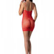 Ажурна мінісукня на тонких бретелях Passion BS096 One Size, red, плетіння на грудях Ажурна мінісукня на тонких бретелях Passion BS096 One Size, red, плетіння на грудях