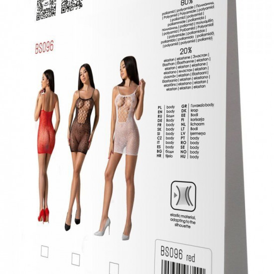 Ажурна мінісукня на тонких бретелях Passion BS096 One Size, red, плетіння на грудях Ажурна мінісукня на тонких бретелях Passion BS096 One Size, red, плетіння на грудях