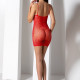 Ажурна мінісукня на тонких бретелях Passion BS096 One Size, red, плетіння на грудях Ажурна мінісукня на тонких бретелях Passion BS096 One Size, red, плетіння на грудях