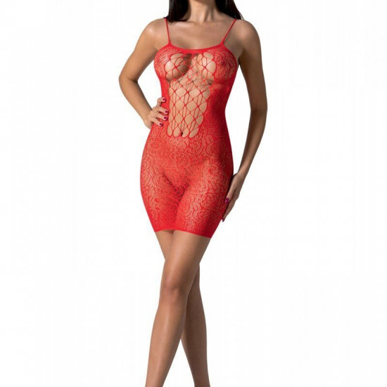 Ажурна мінісукня на тонких бретелях Passion BS096 One Size, red, плетіння на грудях Ажурна мінісукня на тонких бретелях Passion BS096 One Size, red, плетіння на грудях