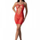 Ажурна мінісукня на тонких бретелях Passion BS096 One Size, red, плетіння на грудях Ажурна мінісукня на тонких бретелях Passion BS096 One Size, red, плетіння на грудях