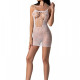 Ажурна мінісукня на тонких бретелях Passion BS096 One Size, white, плетіння на грудях Ажурна мінісукня на тонких бретелях Passion BS096 One Size, white, плетіння на грудях