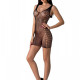 Мінісукня з вертикальним візерунком Passion BS097 One Size, black, плетіння з боків Мінісукня з вертикальним візерунком Passion BS097 One Size, black, плетіння з боків
