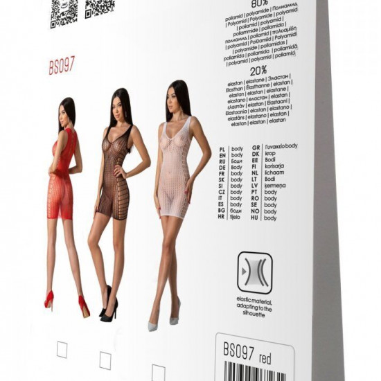 Мінісукня з вертикальним візерунком Passion BS097 One Size, red, плетіння з боків Мінісукня з вертикальним візерунком Passion BS097 One Size, red, плетіння з боків