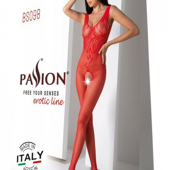 Бодістокінг з крилами Passion BS098 One Size, red, середня сітка, відкритий доступ Бодістокінг з крилами Passion BS098 One Size, red, середня сітка, відкритий доступ