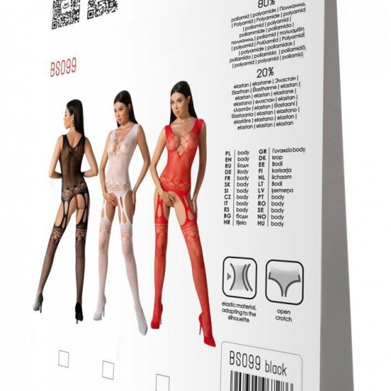 Бодістокінг з плетінням на грудях Passion BS099 One Size, black, відкритий доступ, імітація підв’язо Бодістокінг з плетінням на грудях Passion BS099 One Size, black, відкритий доступ, імітація підв’язо