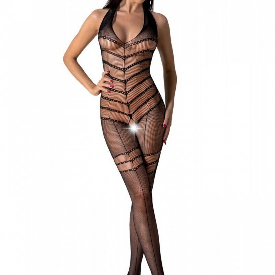 Бодістокінг з плетінням на животику Passion BS100 One Size, black, декоративний шов, з доступом Бодістокінг з плетінням на животику Passion BS100 One Size, black, декоративний шов, з доступом