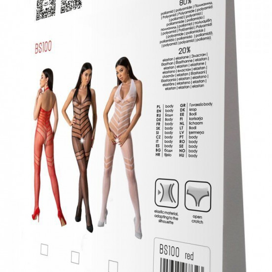 Бодістокінг з плетінням на животику Passion BS100 One Size, red, декоративний шов, з доступом Бодістокінг з плетінням на животику Passion BS100 One Size, red, декоративний шов, з доступом