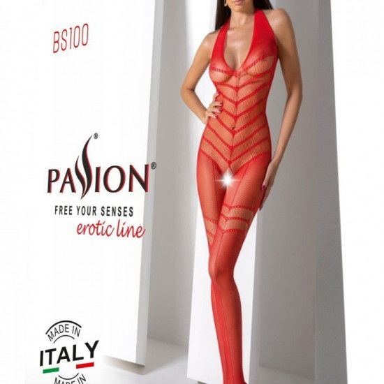 Бодістокінг з плетінням на животику Passion BS100 One Size, red, декоративний шов, з доступом Бодістокінг з плетінням на животику Passion BS100 One Size, red, декоративний шов, з доступом