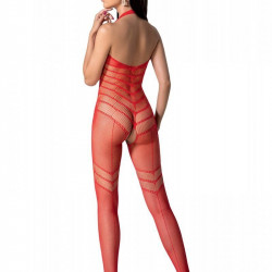 Бодістокінг з плетінням на животику Passion BS100 One Size, red, декоративний шов, з доступом