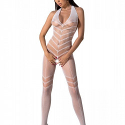 Бодістокінг з плетінням на животику Passion BS100 One Size, white, декоративний шов, з доступом