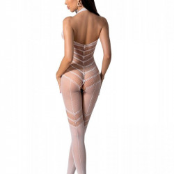 Бодістокінг з плетінням на животику Passion BS100 One Size, white, декоративний шов, з доступом