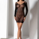 Напівпрозора мінісукня Passion BS101 One Size, black, рукави-мітенки Напівпрозора мінісукня Passion BS101 One Size, black, рукави-мітенки