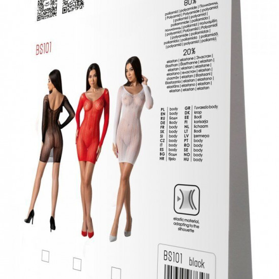 Напівпрозора мінісукня Passion BS101 One Size, black, рукави-мітенки Напівпрозора мінісукня Passion BS101 One Size, black, рукави-мітенки