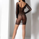 Напівпрозора мінісукня Passion BS101 One Size, black, рукави-мітенки Напівпрозора мінісукня Passion BS101 One Size, black, рукави-мітенки