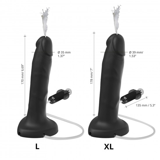 Фалоімітатор, що кінчає Strap-On-Me Squirting Cum Dildo Realistic Black, діам. 3,9 см, силікон Фалоімітатор, що кінчає Strap-On-Me Squirting Cum Dildo Realistic Black, діам. 3,9 см, силікон