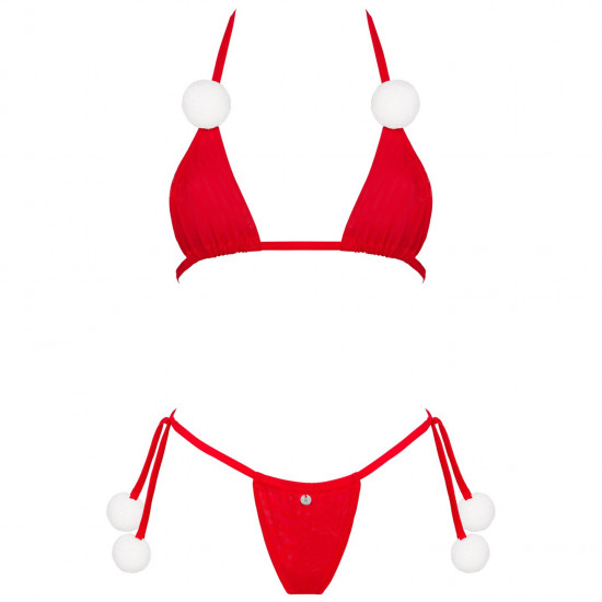 Комплект білизни з помпонами Obsessive Bobble Girl, червоний Комплект білизни з помпонами Obsessive Bobble Girl, червоний