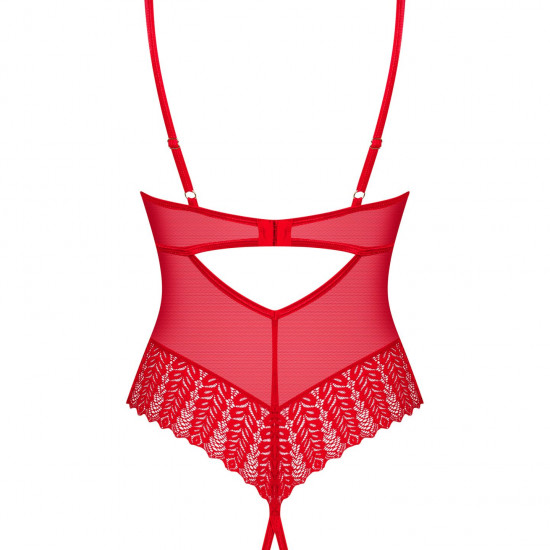 Боді з доступом Obsessive Ingridia crotchless teddy XS/S, червоне, відкриті груди Боді з доступом Obsessive Ingridia crotchless teddy XS/S, червоне, відкриті груди