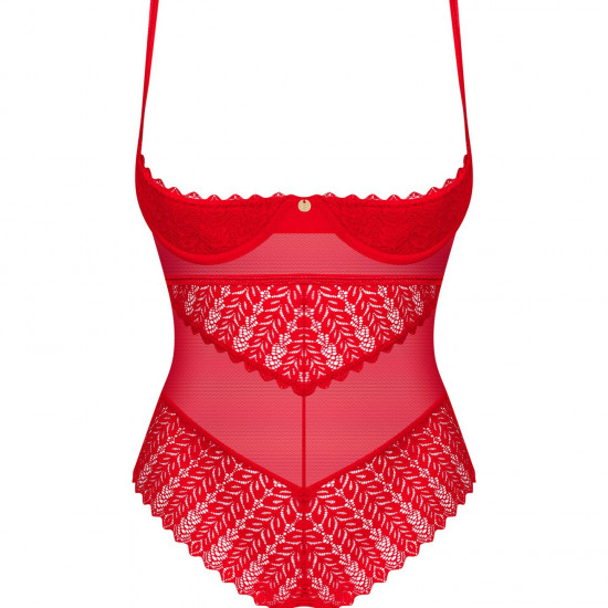 Боді з доступом Obsessive Ingridia crotchless teddy M/L, червоне, відкриті груди Боді з доступом Obsessive Ingridia crotchless teddy M/L, червоне, відкриті груди